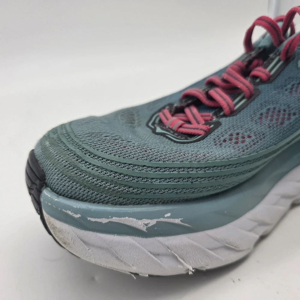 Hoka One One Bondi 6 Shoes Womens Size 6.5 Teal Green Pink Running 1019270 CGSL